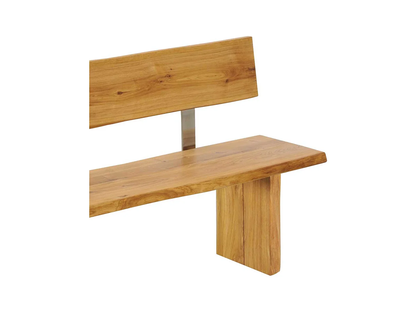 Baumkanten Sitzbank aus Wildeiche Massivholz Lehne