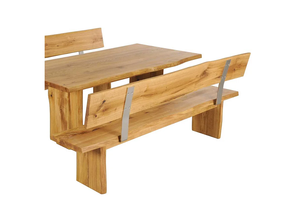 Baumkanten Sitzbank aus Wildeiche Massivholz Lehne