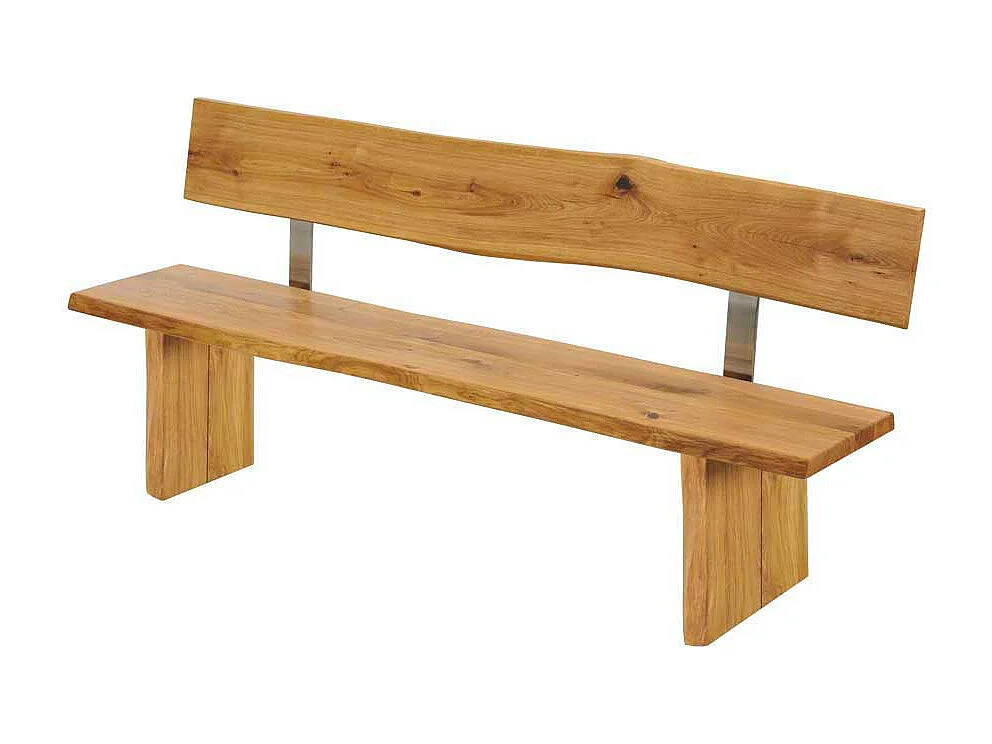 Baumkanten Sitzbank aus Wildeiche Massivholz Lehne