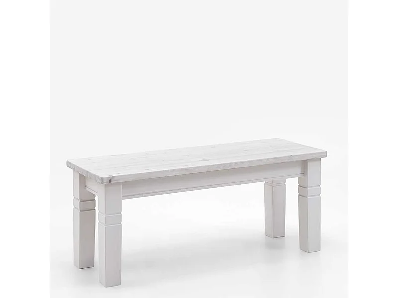 Weiße Eßtischbank aus Kiefer Massivholz Landhausstil