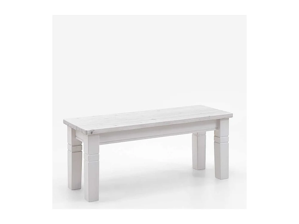Weiße Eßtischbank aus Kiefer Massivholz Landhausstil