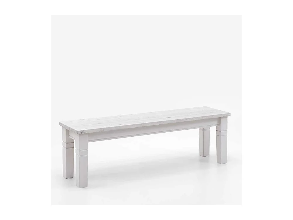 Weiße Eßtischbank aus Kiefer Massivholz Landhausstil