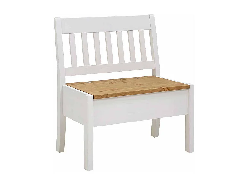 Kleine Bank mit Truhe Weiß Kiefer massiv