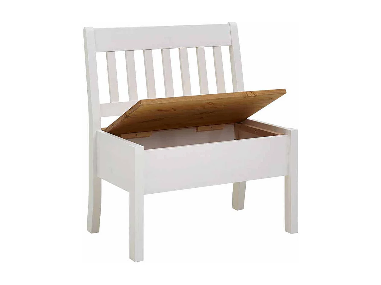 Kleine Bank mit Truhe Weiß Kiefer massiv