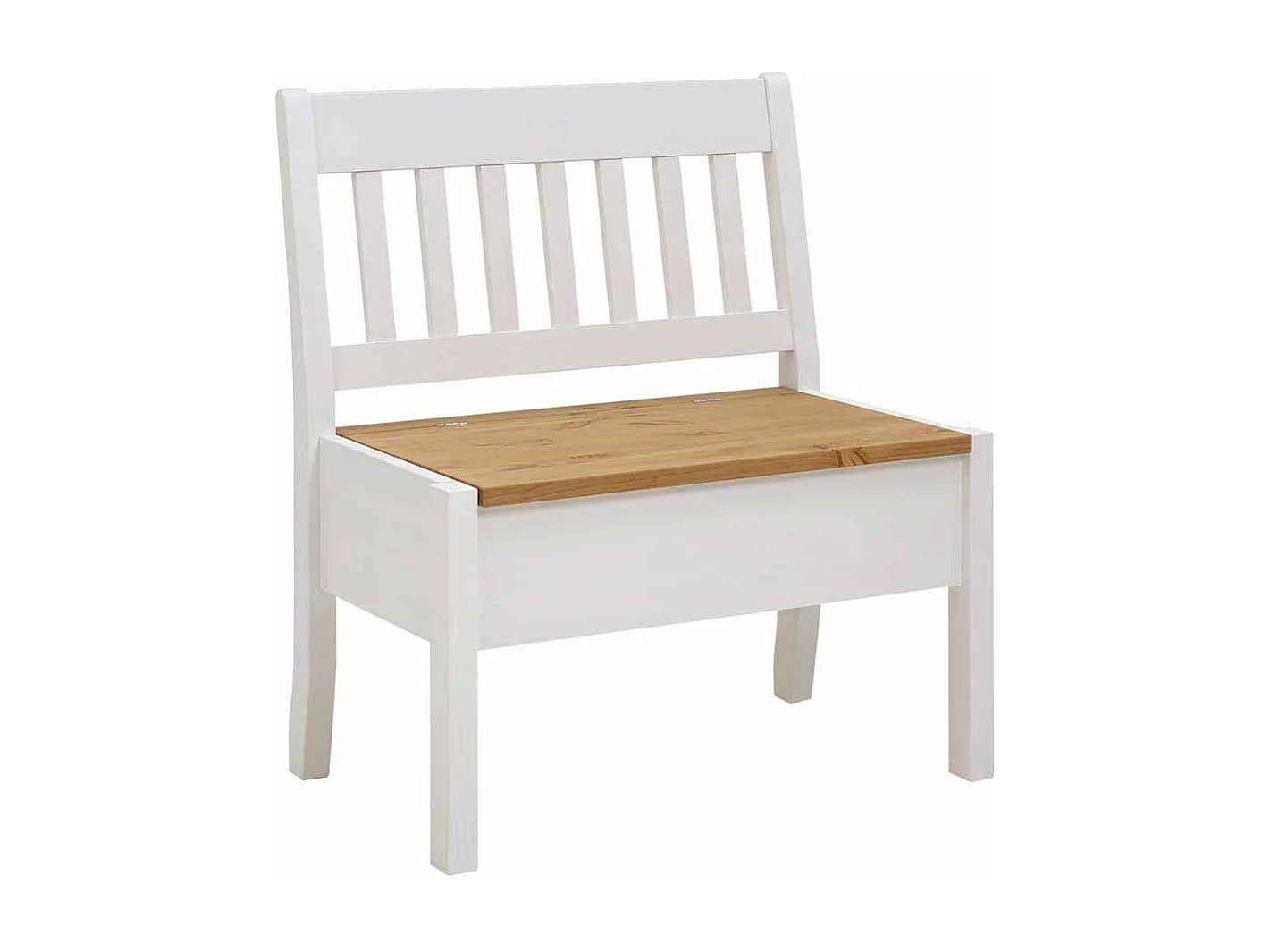 Kleine Bank mit Truhe Weiß Kiefer massiv