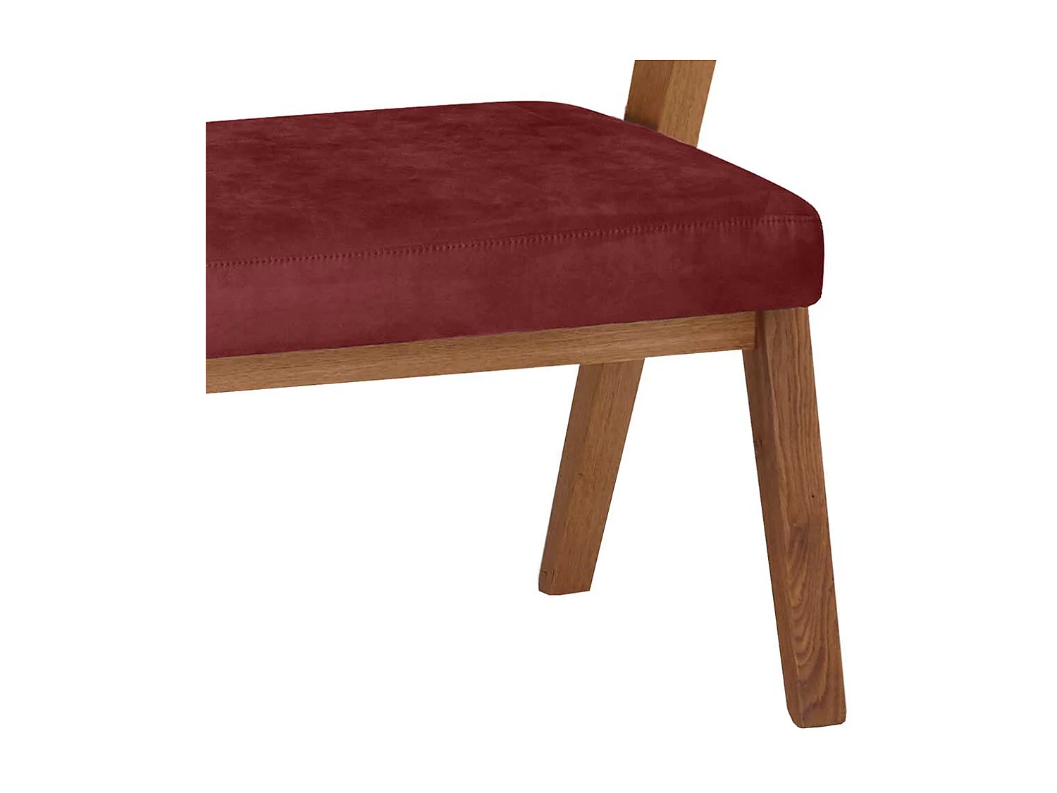 Esszimmersitzbank in Rot und Wildeiche Massivholz Vierfußgestell