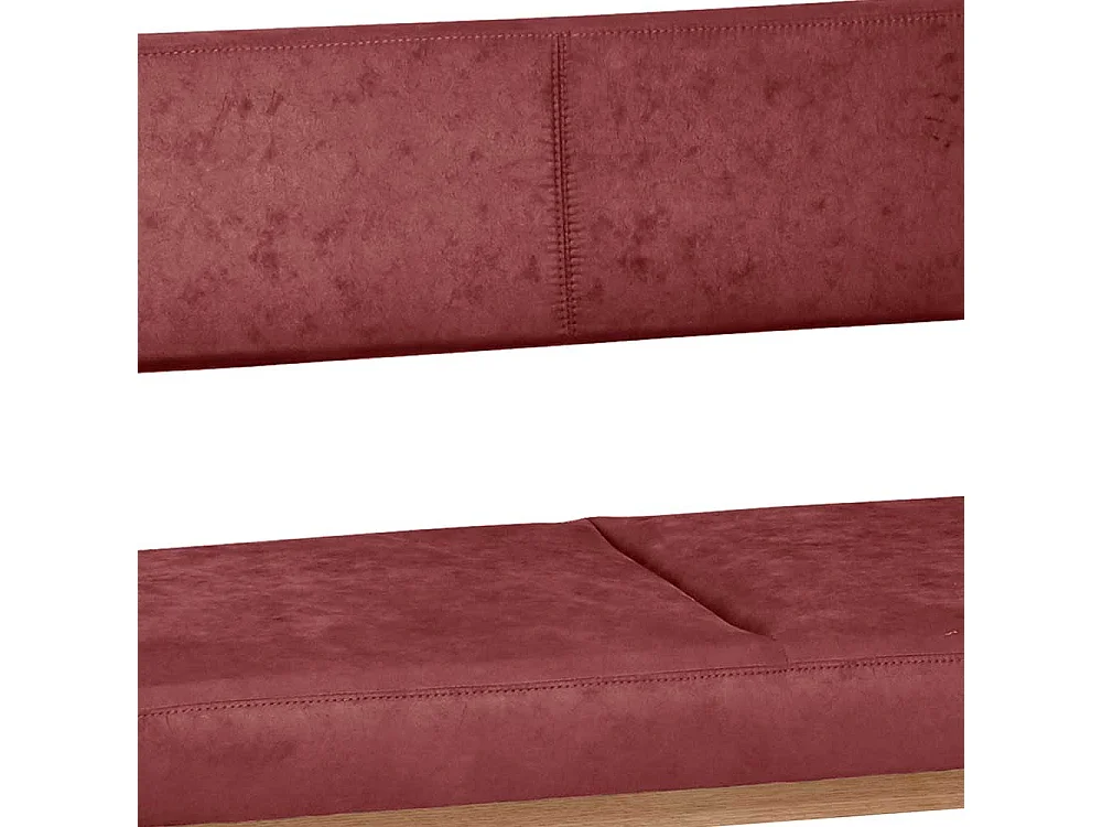 Esszimmersitzbank in Rot und Wildeiche Massivholz Vierfußgestell