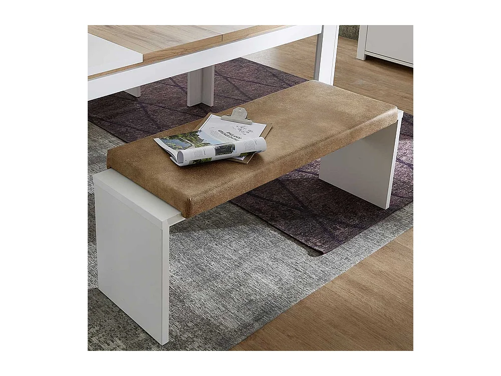 Küchenbank in Weiß und Hellbraun 130 cm breit
