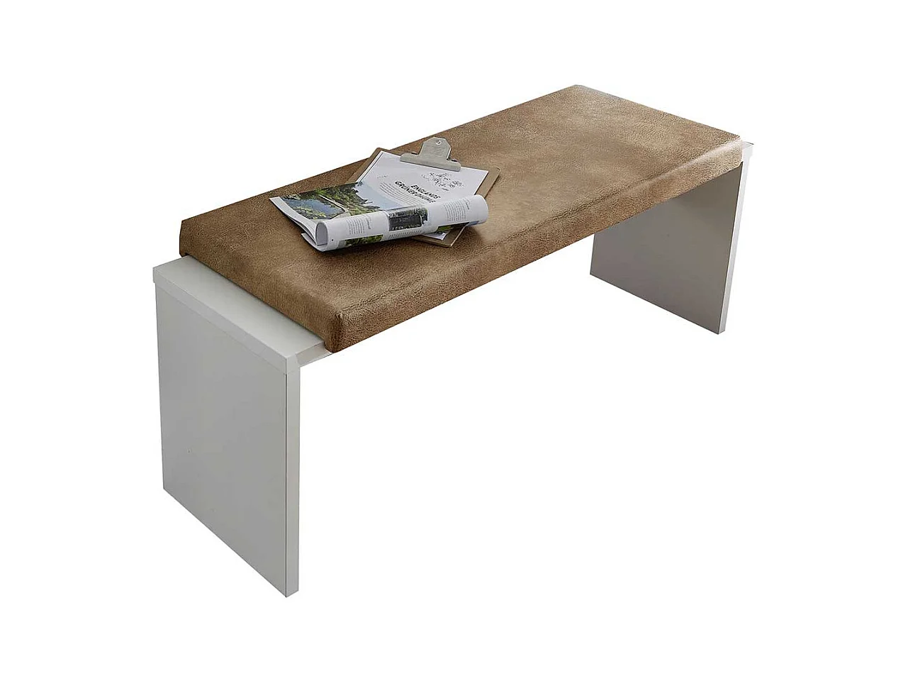 Küchenbank in Weiß und Hellbraun 130 cm breit