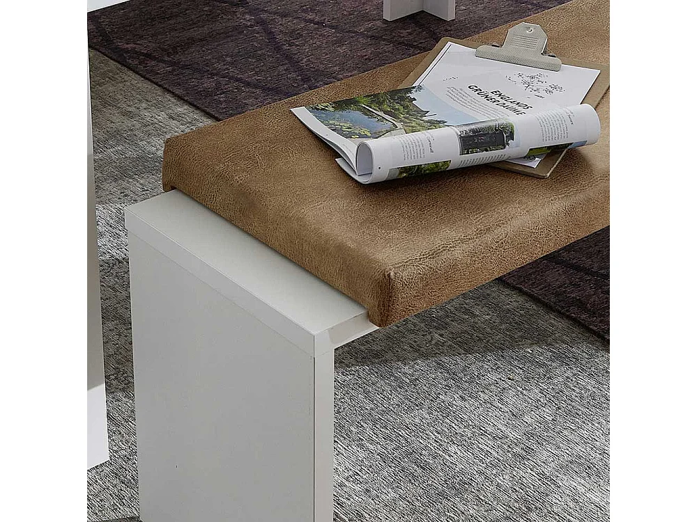 Küchenbank in Weiß und Hellbraun 130 cm breit