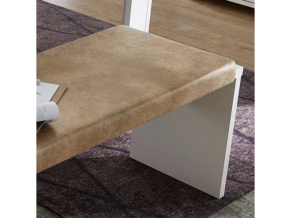 Küchenbank in Weiß und Hellbraun 130 cm breit