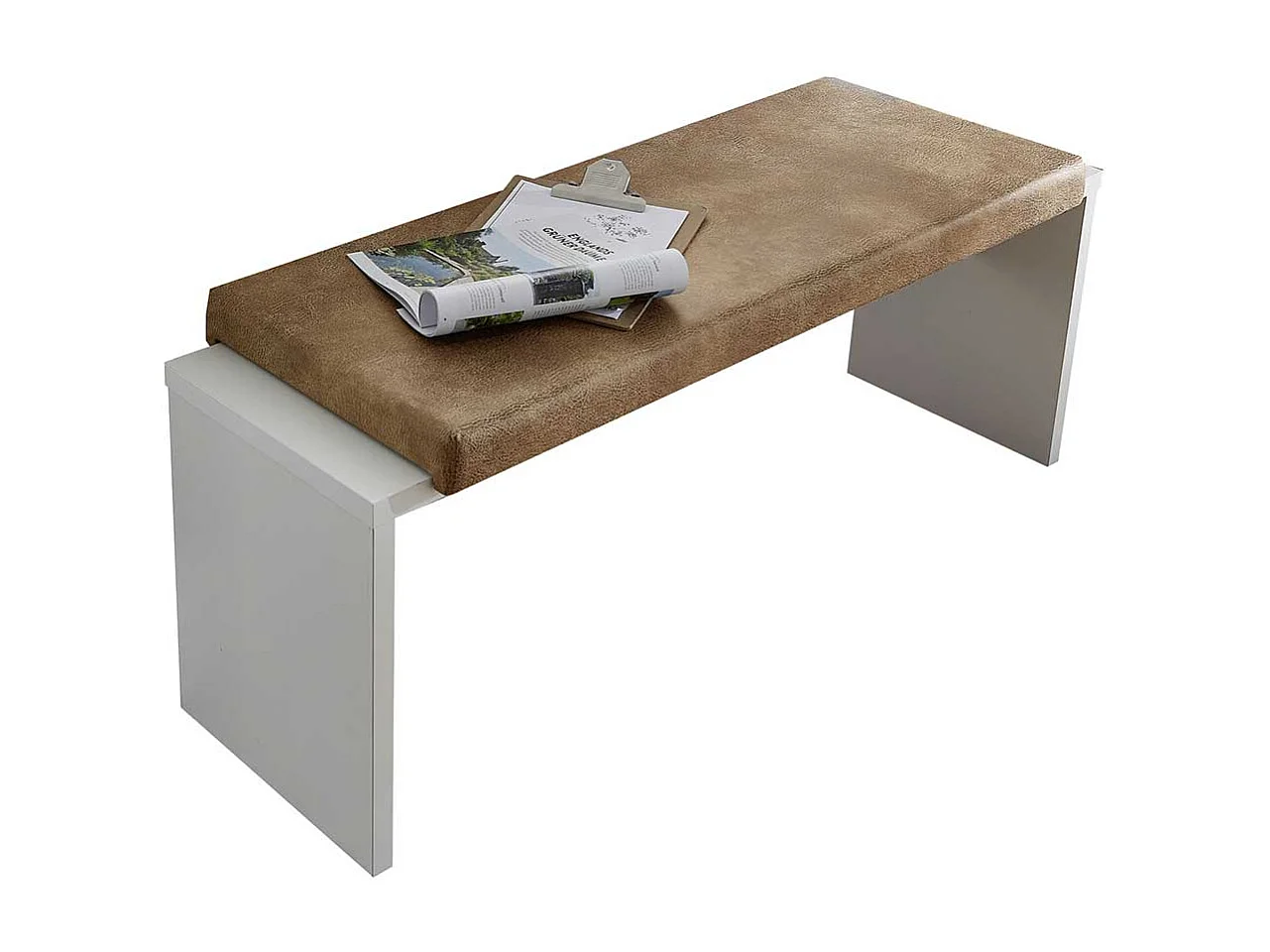 Küchenbank in Weiß und Hellbraun 130 cm breit