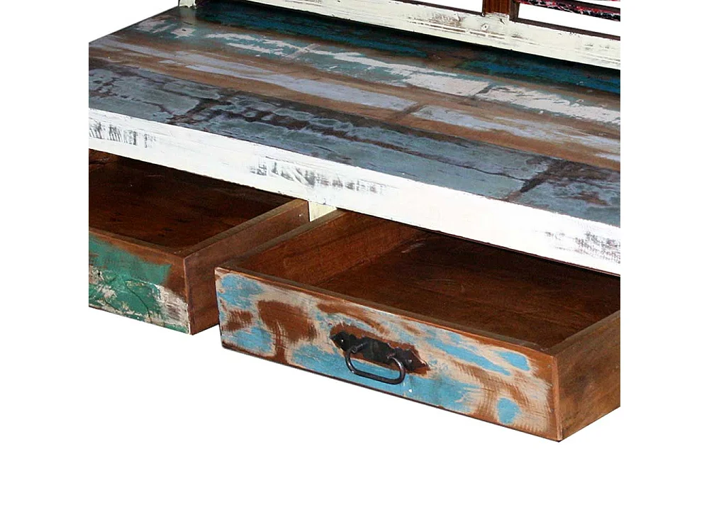 Flur Sitzbank aus Recyclingholz Bunt 120 cm breit