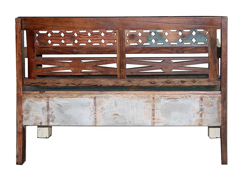 Flur Sitzbank aus Recyclingholz Bunt 120 cm breit