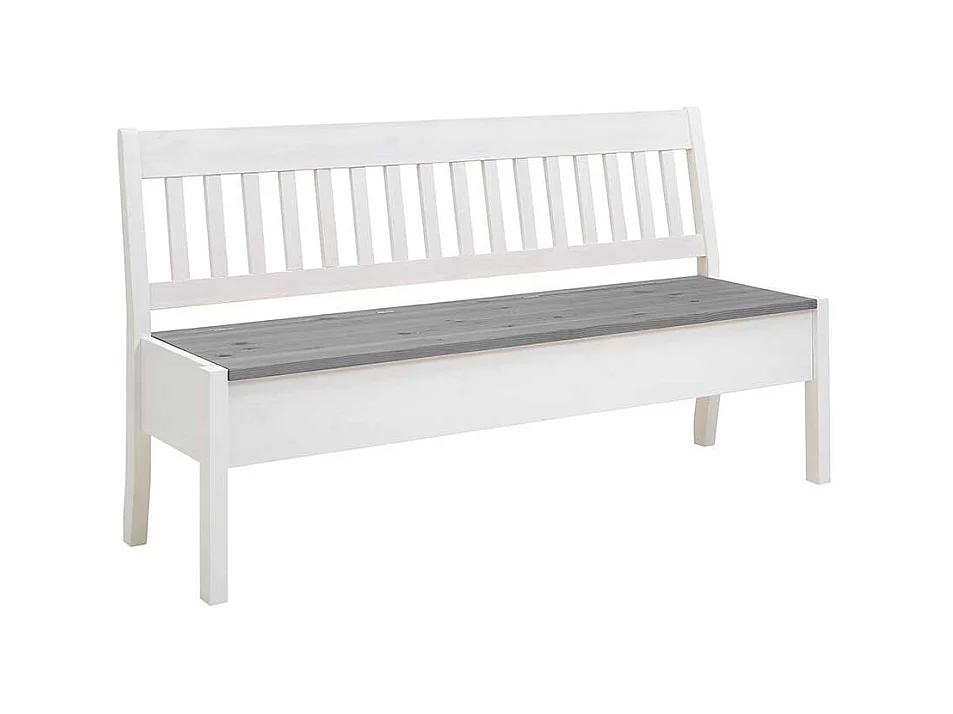 Stauraum Sitzbank in Weiß und Grau Kiefer Massivholz