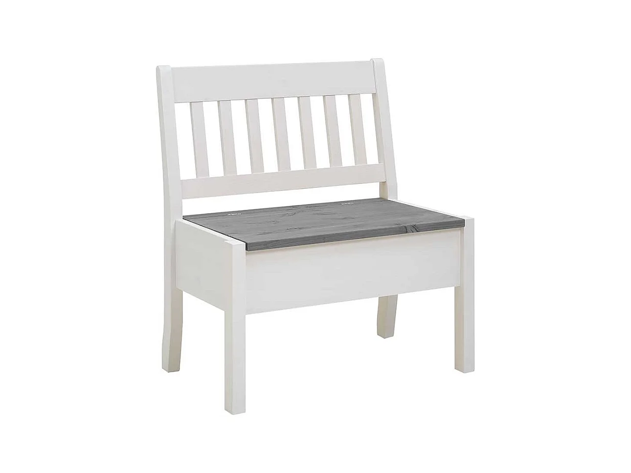 Stauraum Sitzbank in Weiß und Grau Kiefer Massivholz