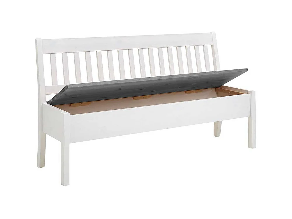Stauraum Sitzbank in Weiß und Grau Kiefer Massivholz