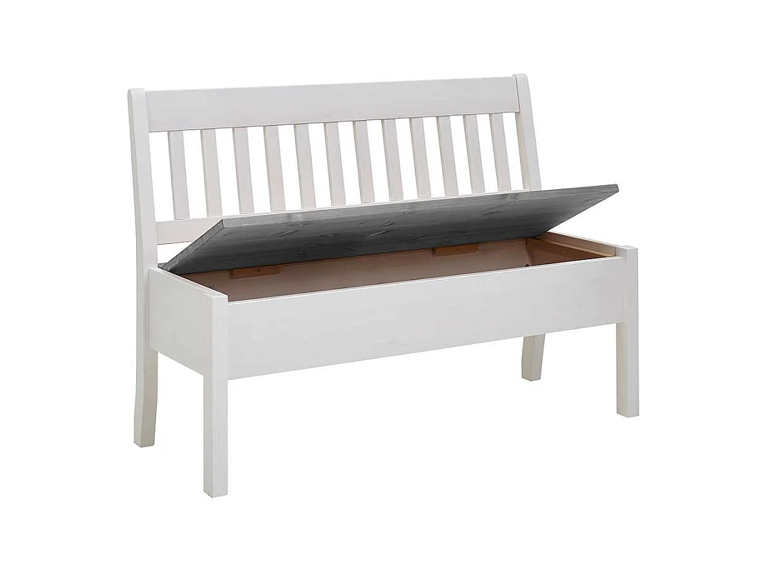 Stauraum Sitzbank in Weiß und Grau Kiefer Massivholz
