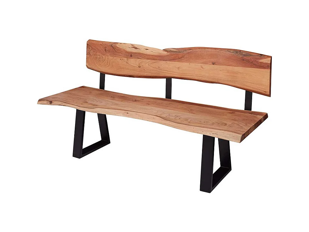 Baumkanten Sitzbank aus Akazie Massivholz Eisen