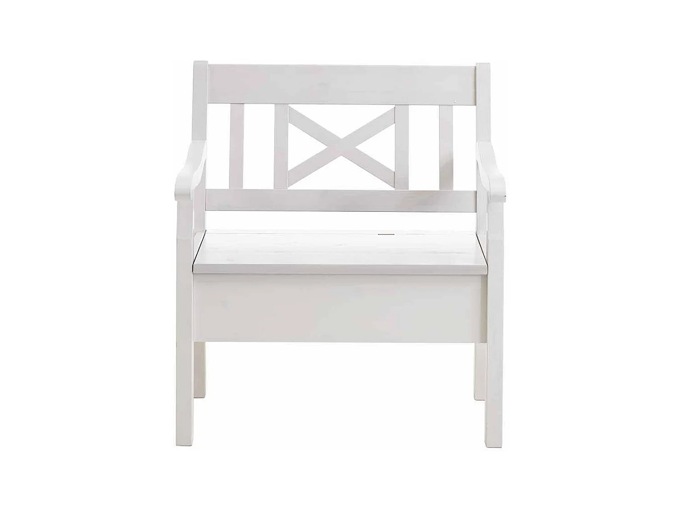 Esstischbank in Weiß mit Armlehnen und Stauraum