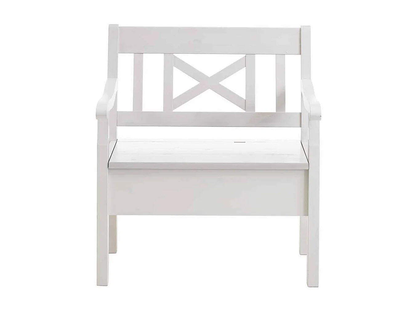 Esstischbank in Weiß mit Armlehnen und Stauraum