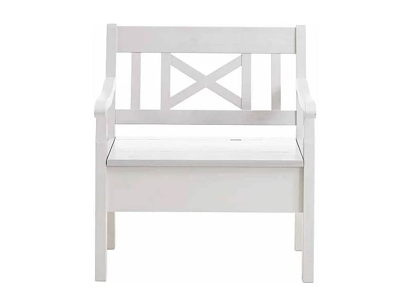 Esstischbank in Weiß mit Armlehnen und Stauraum