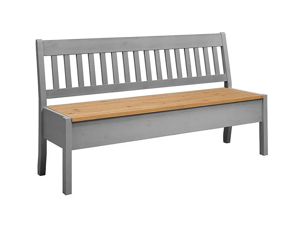 Esszimmerbank in Grau Kiefer massiv Stauraum