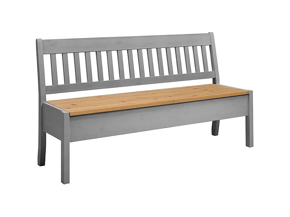 Esszimmerbank in Grau Kiefer massiv Stauraum