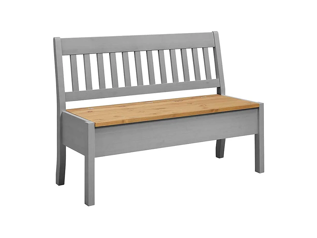 Esszimmerbank in Grau Kiefer massiv Stauraum