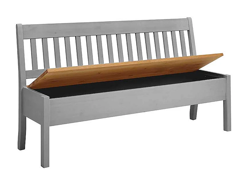 Esszimmerbank in Grau Kiefer massiv Stauraum