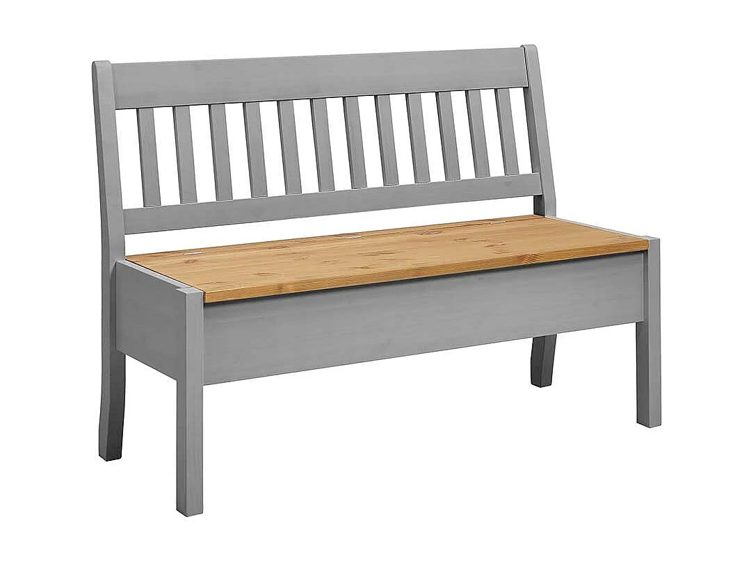 Esszimmerbank in Grau Kiefer massiv Stauraum