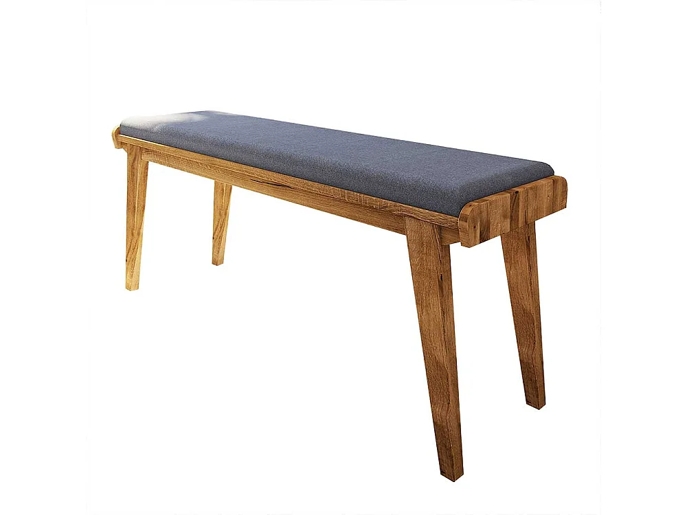 Esszimmer Sitzbank aus Wildeiche Massivholz Hellgrau Webstoff