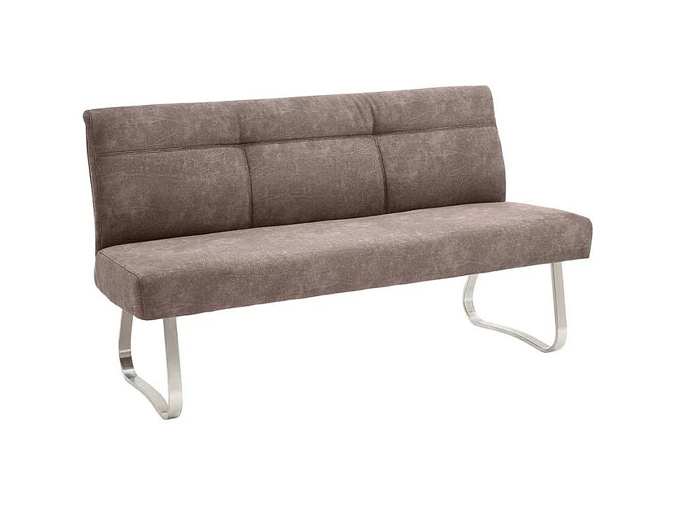 Esszimmersitzbank in Beige Microfaser Bügelgestell aus Edelstahl