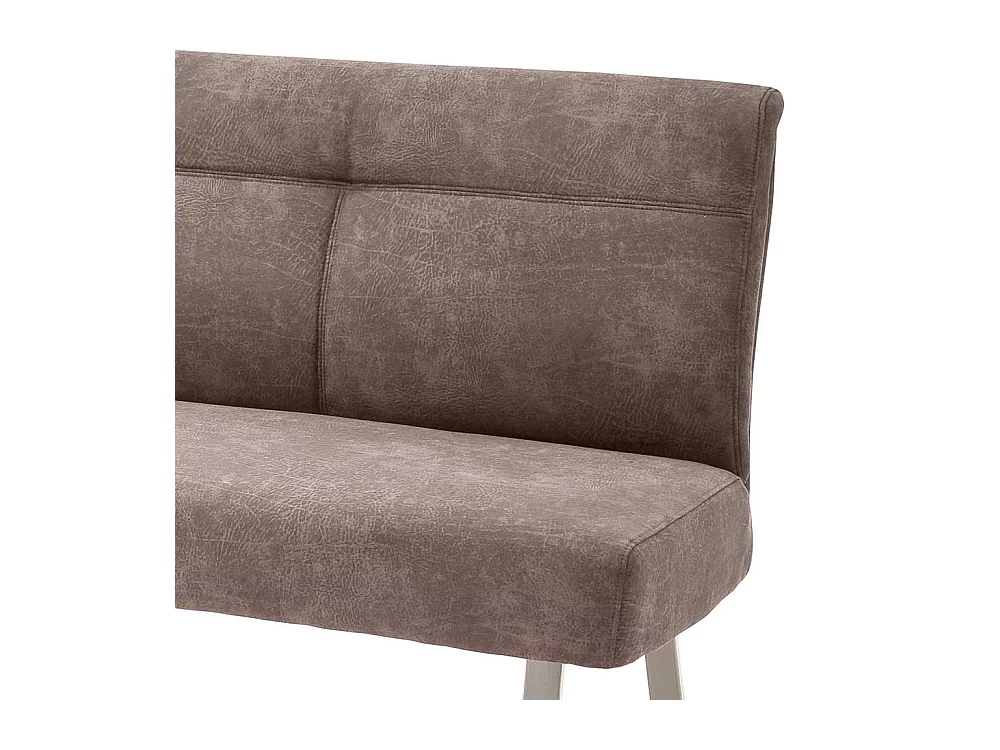 Esszimmersitzbank in Beige Microfaser Bügelgestell aus Edelstahl