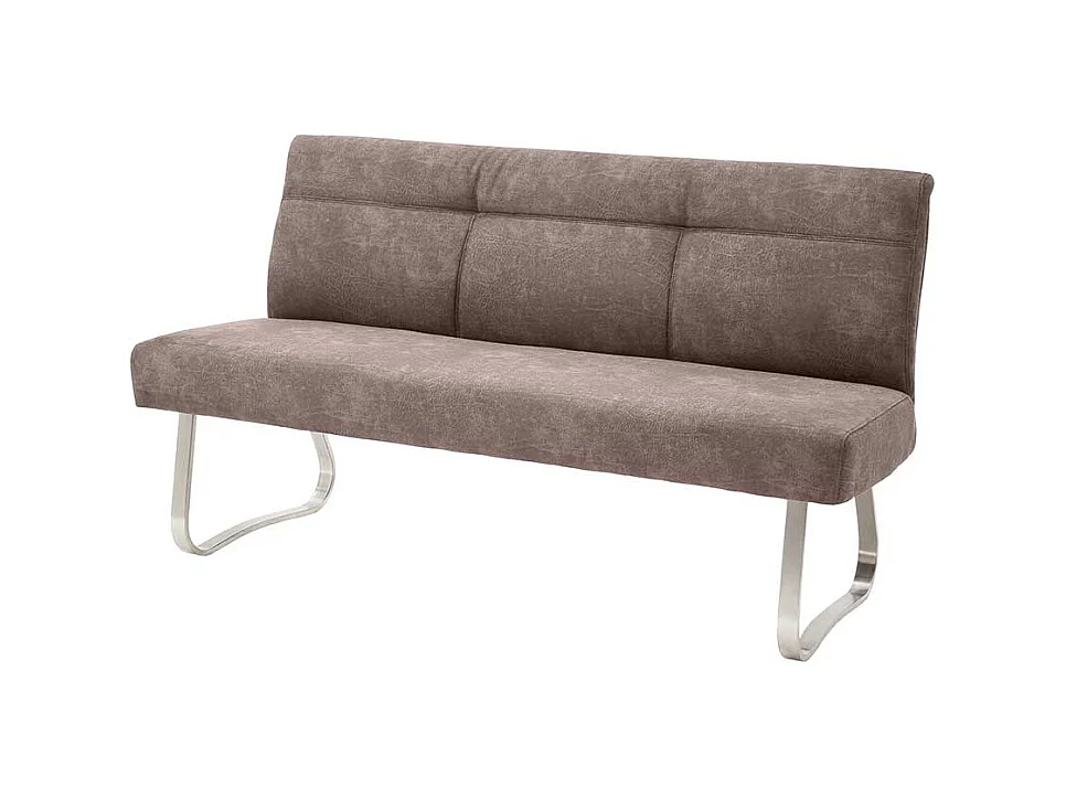Esszimmersitzbank in Beige Microfaser Bügelgestell aus Edelstahl