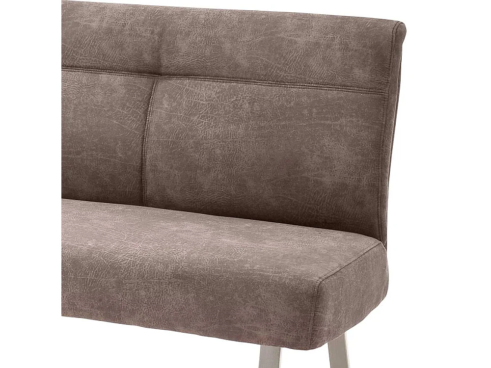 Esszimmersitzbank in Beige Microfaser Bügelgestell aus Edelstahl