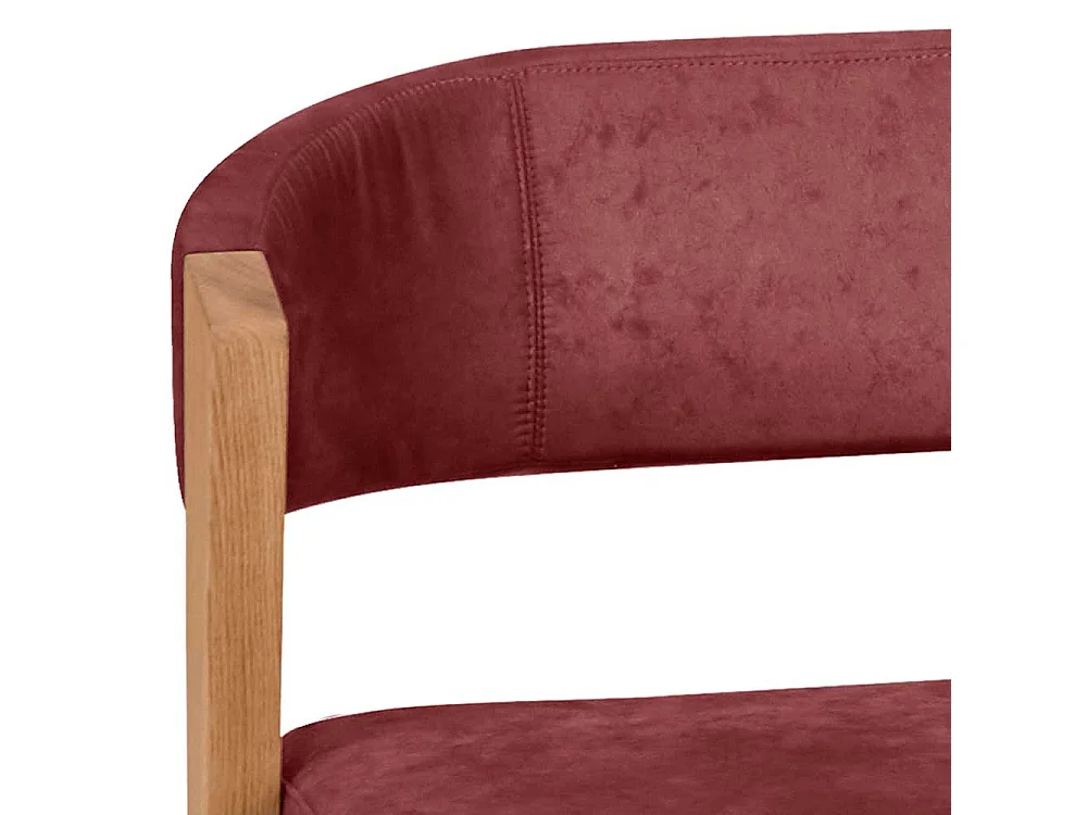 Esszimmersitzbank in Rot und Wildeiche Massivholz Vierfußgestell