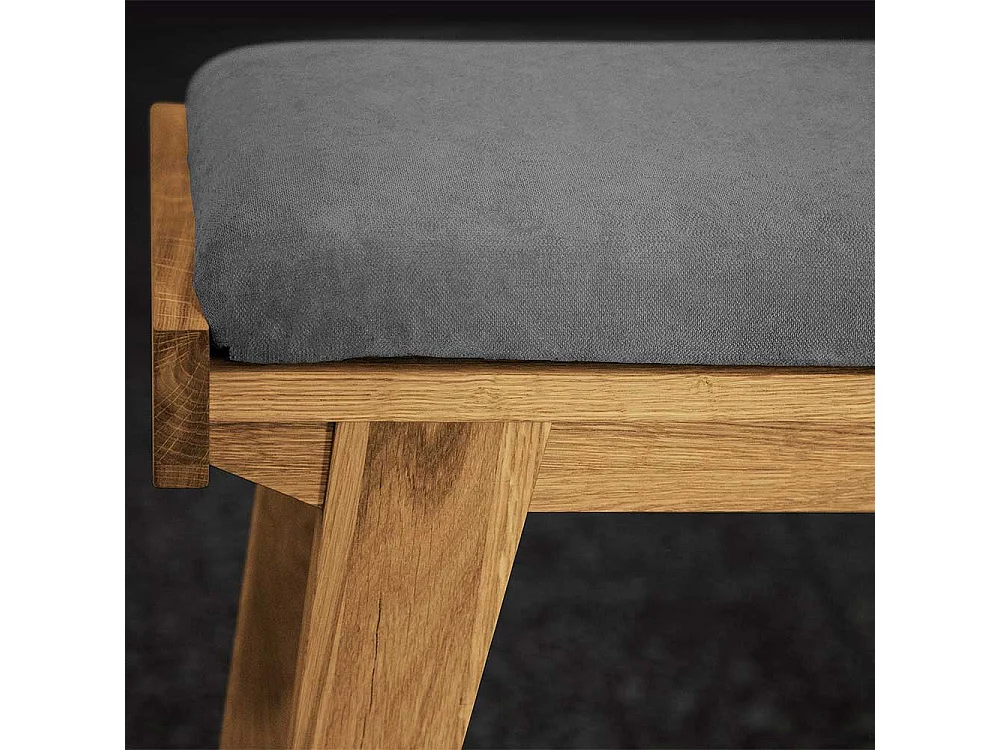 Esszimmer Sitzbank aus Wildeiche Massivholz Hellgrau Webstoff