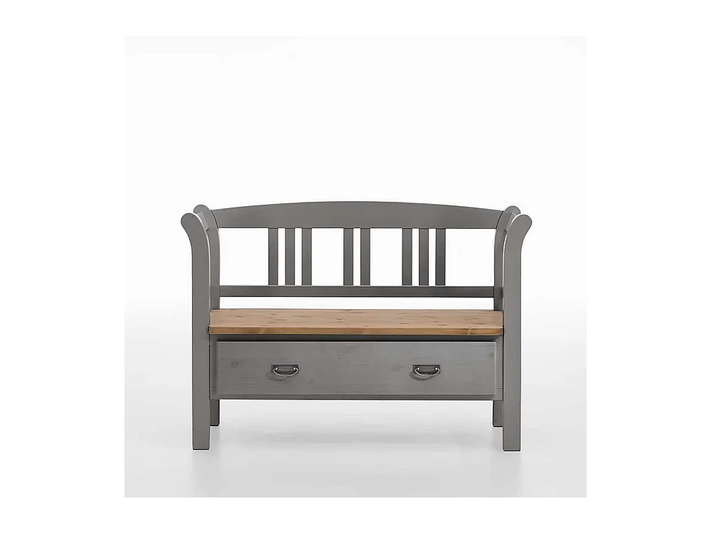 Sitzbank in Grau Kieferfarben Landhausstil