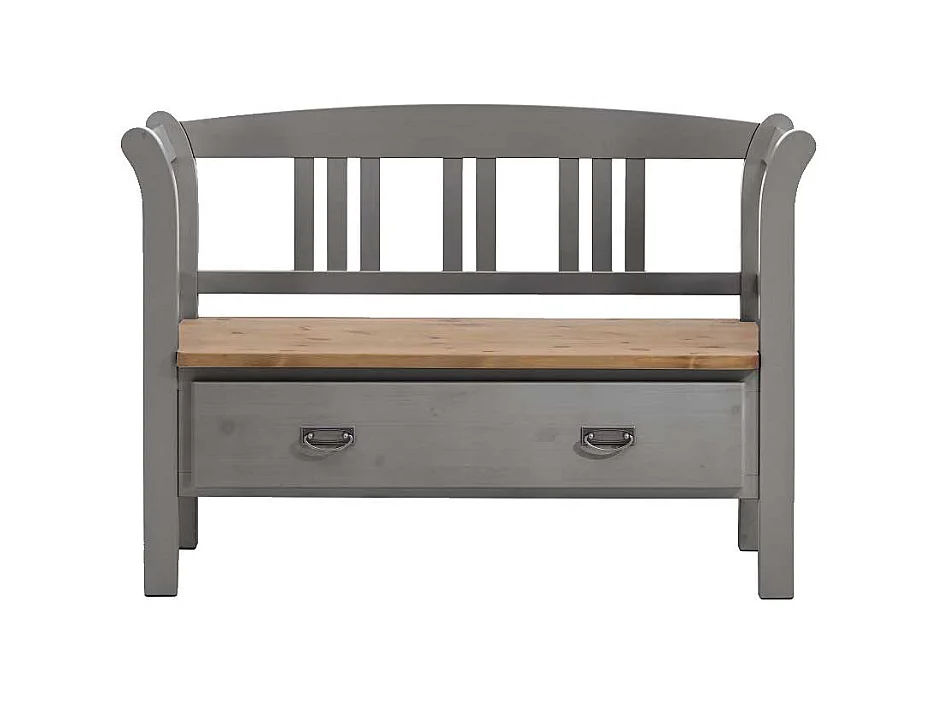 Sitzbank in Grau Kieferfarben Landhausstil
