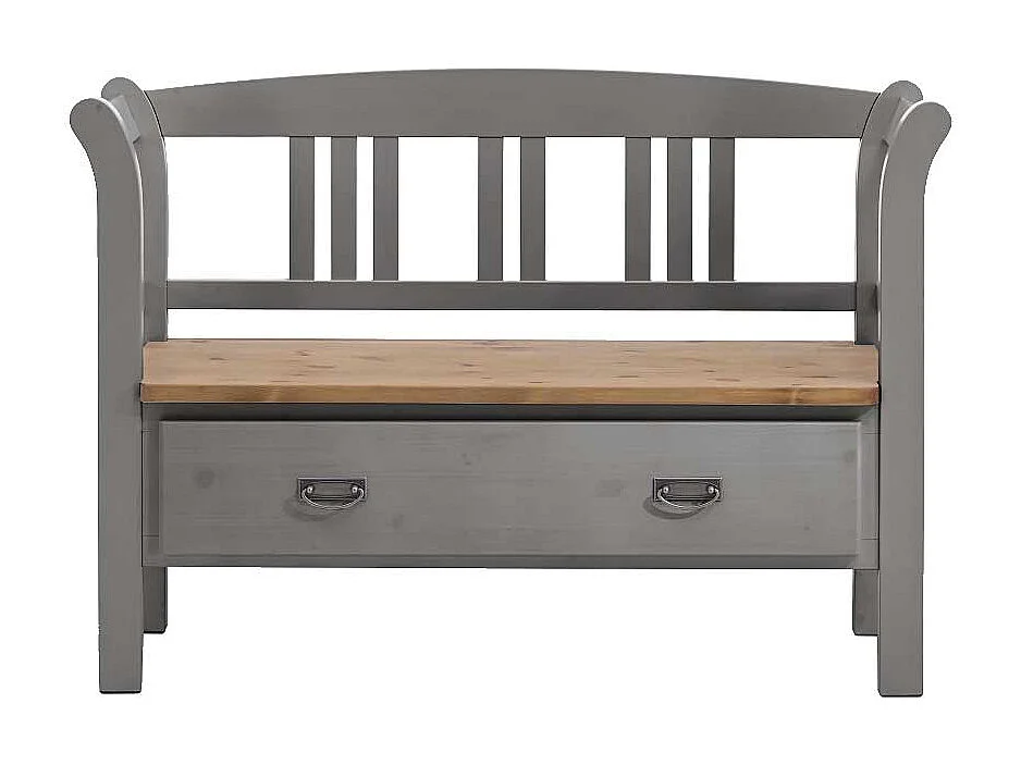 Sitzbank in Grau Kieferfarben Landhausstil