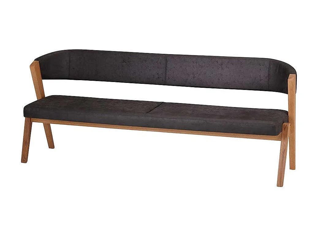 Sitzbank Esszimmer in Anthrazit Microfaser Gestell Wildeiche
