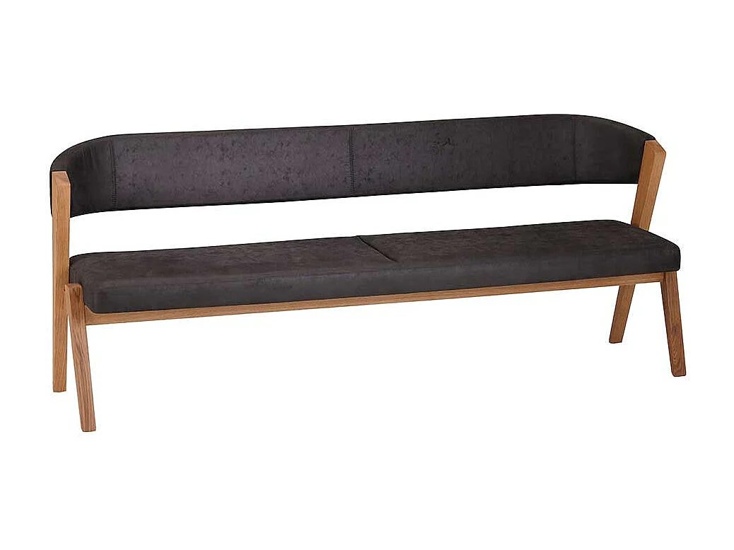 Sitzbank Esszimmer in Anthrazit Microfaser Gestell Wildeiche