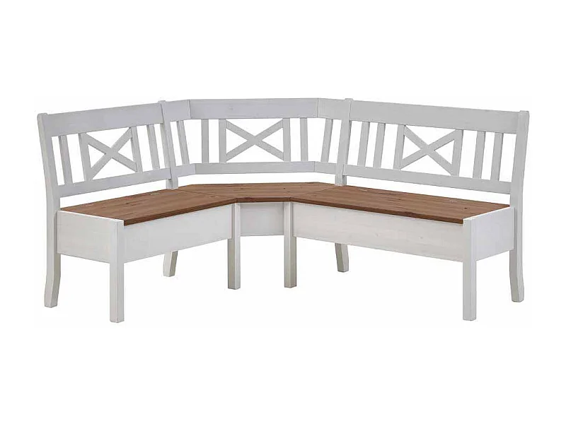 Essbank in Weiß Kiefer massiv Truhe