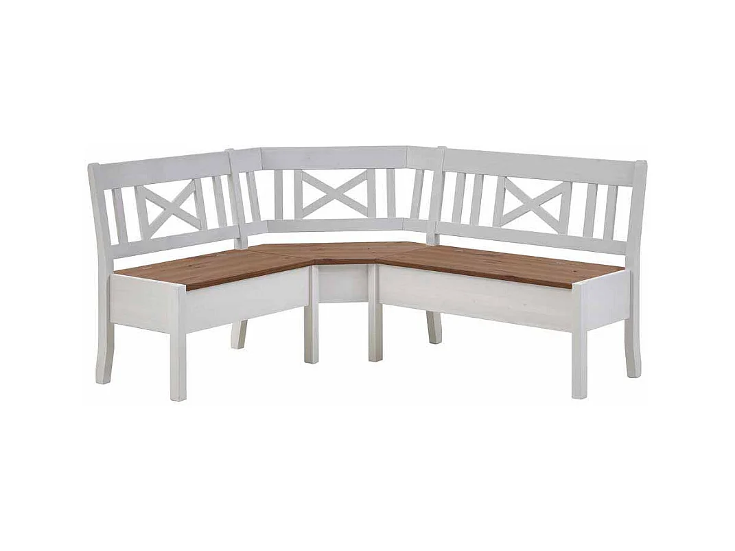 Essbank in Weiß Kiefer massiv Truhe