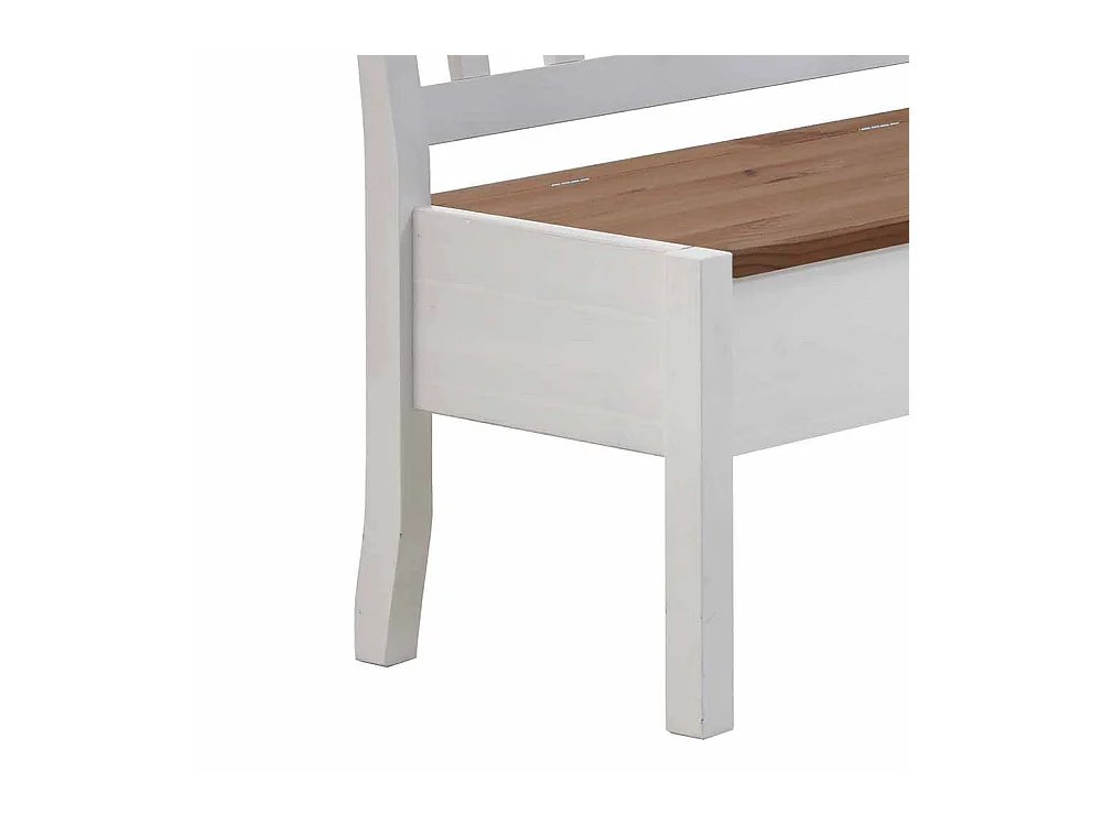 Essbank in Weiß Kiefer massiv Truhe