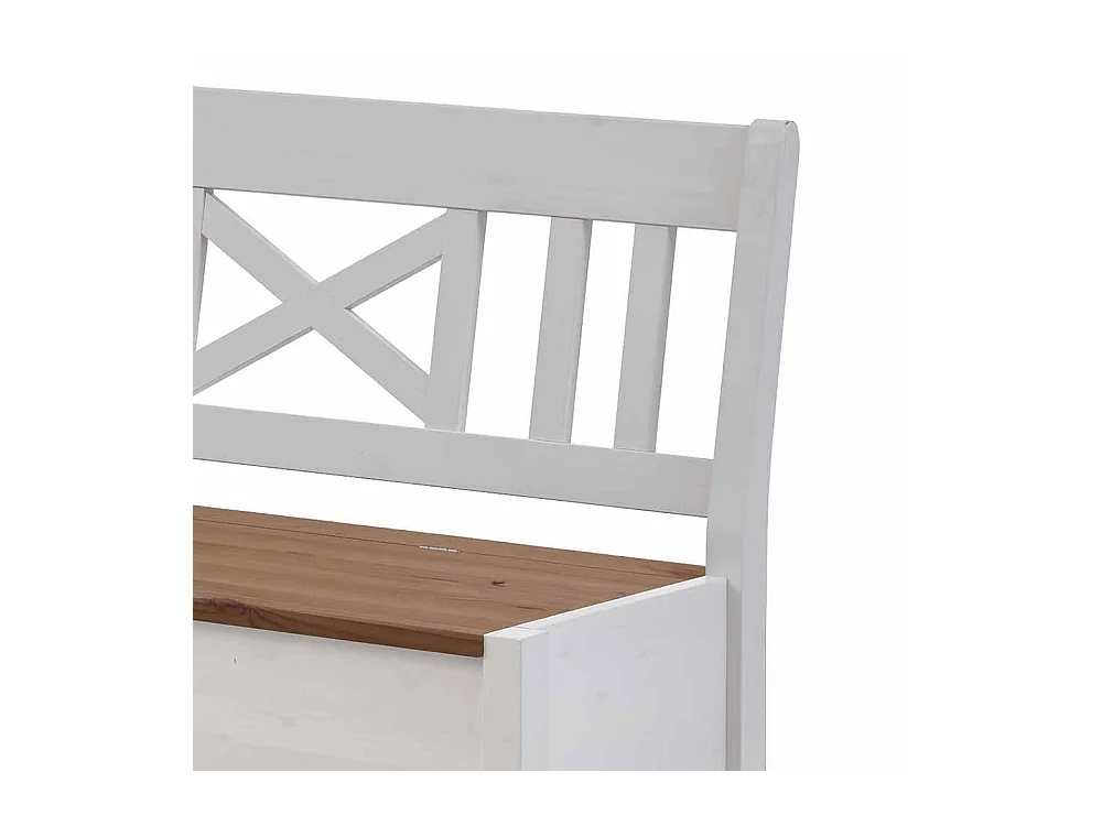 Essbank in Weiß Kiefer massiv Truhe