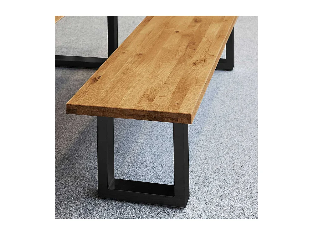 Esszimmerbank aus Wildeiche Massivholz Stahl
