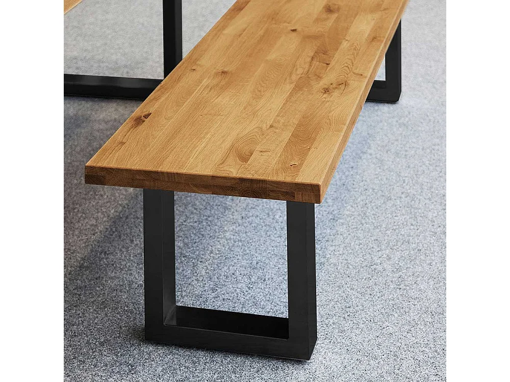 Esszimmerbank aus Wildeiche Massivholz Stahl