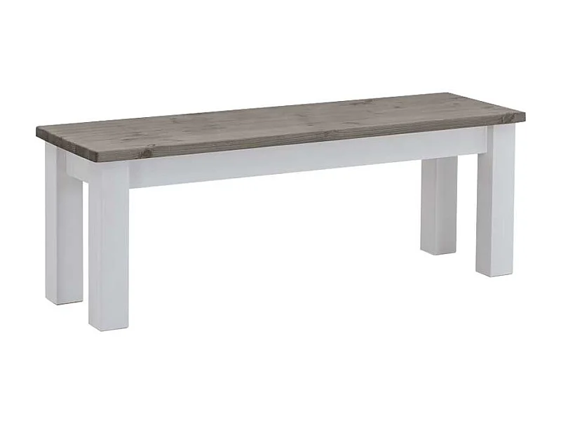 Essbank in Weiß Grau ohne Lehne